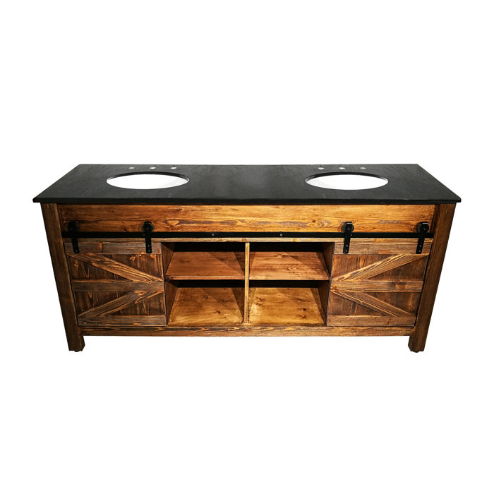 Loon Peak® Nixa 72'' Double Bathroom Vanity with Stone Top & Reviews